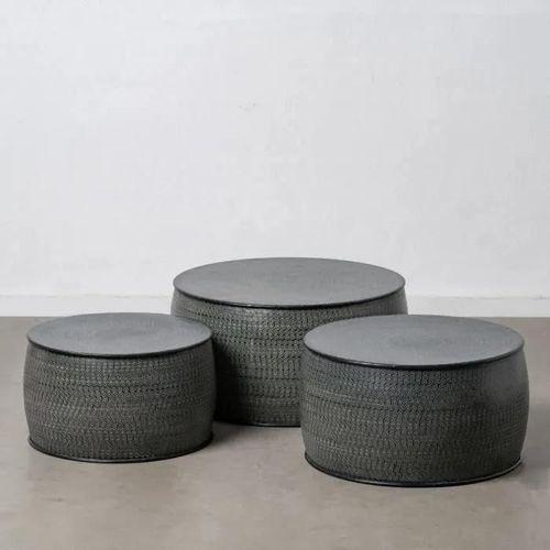 Table D'appoint 66 X 66 X 34,5 Cm Noir Aluminium (3 Unités)