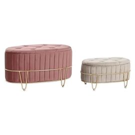 Banquette - Marque - Dimensions 80 X 42 X 45 Cm - Couleur Gris Doré - Pieds En Métal Bordeaux