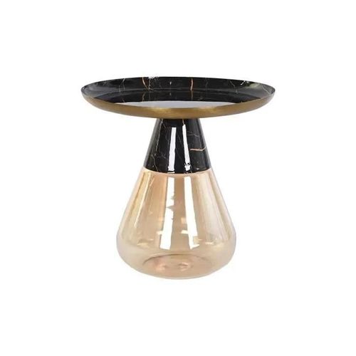 Table D'appoint Moderne Bicolore Verre, Fer 60 Cm
