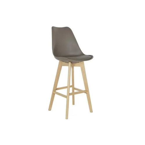 Tabouret De Bar Style Scandi Bois, Pu Gris