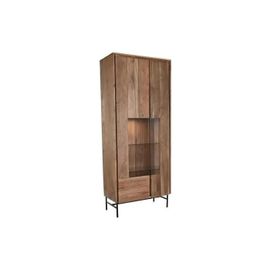 Vaisselier Style Moderne Verre, Acacia Marron 80 Cm - Couleur:Marron