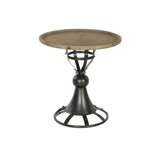 Table D'appoint Vintage Naturel, Noir Métal, Sapin 60 Cm - Couleur:Noir