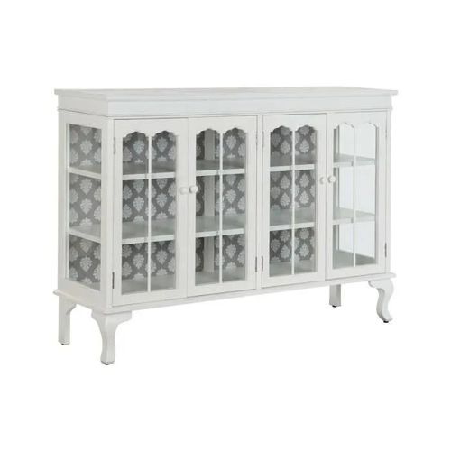 Buffet 142,5 X 40,5 X 101,5 Cm Sapin Verre Blanc