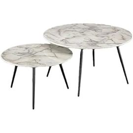 Table De Jardin - Dkd Home Decor - Lot De 2 - Multicolore - Résine Et Acier - 80x80x45 Cm