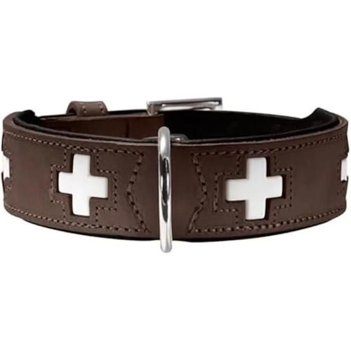 Collier Pour Chien - Hunter - Modèle Suisse - 30-34.5 Cm - Marron/Noir - Cuir Souple