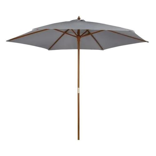 Parasol De Jardin Hexagonal Aktive D300 Cm - Mât Bois Anthracite - Gris
