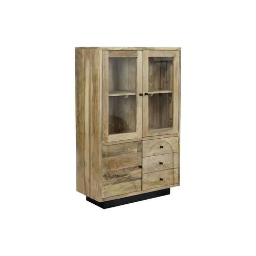 Bibliothèque - Verre - Bois De Manguier - Blanc - 90 X 40 X 190 Cm