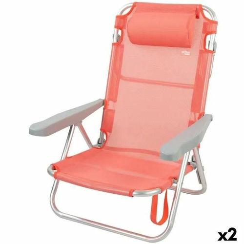 Chaise Pliante Avec Repose-Tête Aktive Flamingo Corail 48 X 84 X 46 Cm (2 Unités)