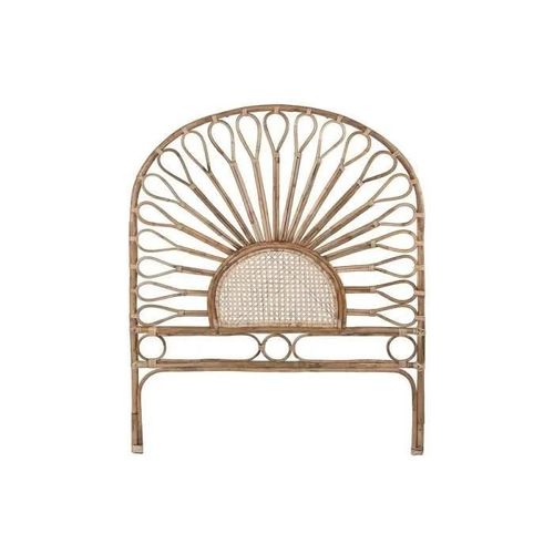 Tête De Lit Naturelle - Rotin Et Bambou - Motif Tournesol - Blanc - 100 X 4 X 90 Cm