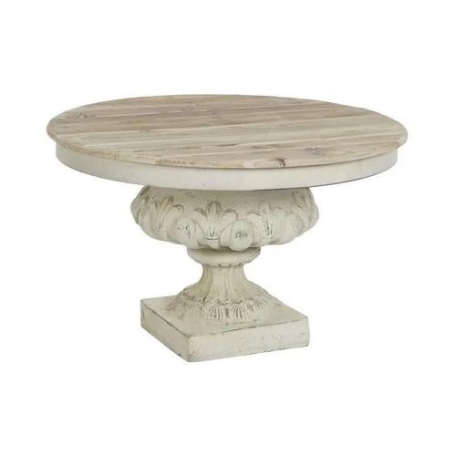 Table Basse - Naturel - Neoclassique - Blanc Mdf - Sapin 80 Cm