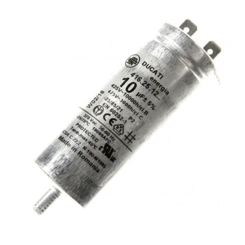 Condensateur 10mF 450V universel Sèche-linge (481981729147 C00770241 481010743850 AEG ALTUS ARISTON HOTPOINT ARTHUR MARTIN ARTHUR MARTIN ELECTROLUX BAUKNECHT BEKO BLOMBERG BLUESKY BOSCH BRANDT CANDY C