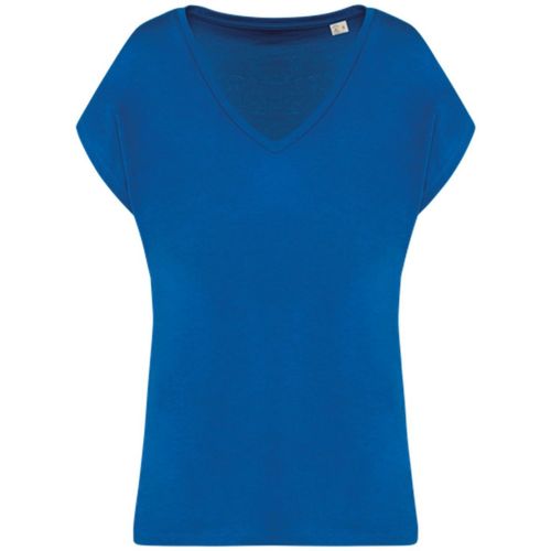 T-Shirt Loose À Col V Écoresponsable - Femme - Pat312 - Bleu Roi Sea Blue