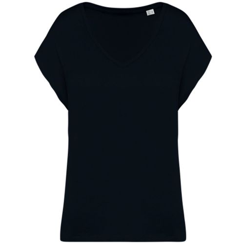T-Shirt Loose À Col V Écoresponsable - Femme - Pat312 - Noir