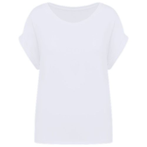 T-Shirt Écoresponsable Manches À Revers - Femme - Pat309 - Blanc