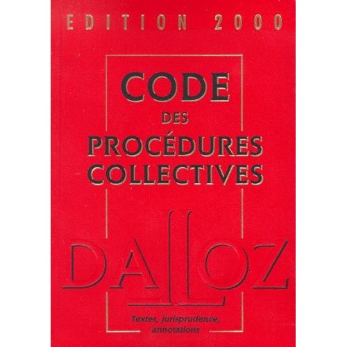 Code Des Procédures Collectives 2000