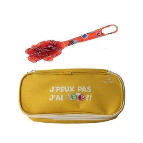 Kit Loto Complet 3 En 1 : 100 Pions Magnetiques Rouge + Baton Ramasse Jetons + Trousse Rangement - Set Accessoires Jeu Bingo Et 1 Carte