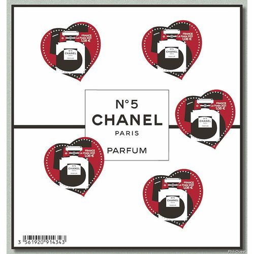 Saint Valentin : Coeurs De Chanel N° 5 Bloc Feuillet 152 Année 2021 N° 5464 Yvert Et Tellier Luxe