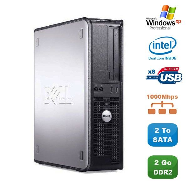 PC DELL Optiplex 760 DT Intel Dual Core E5200 2,5Ghz 2Go DDR2 2To S...