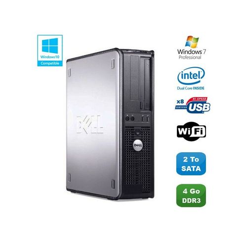 PC DELL Optiplex 780 DT Pentium D E5200 2,5Ghz 4Go DDR3 2To WIFI Win 7 Pro