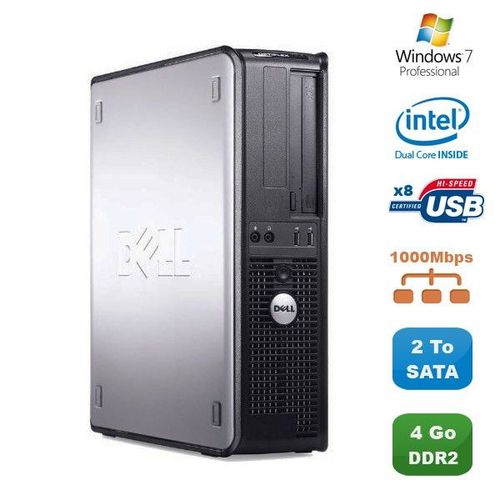PC DELL Optiplex 760 DT Intel Dual Core E5200 2,5Ghz 4Go DDR2 2To SATA Win 7