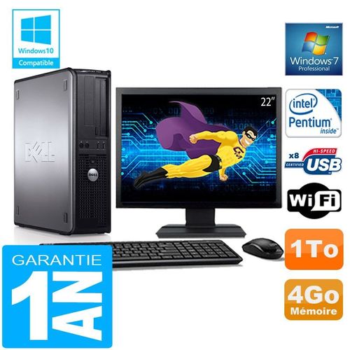 PC DELL 780 DT Intel E5300 Ram 4Go Disque 1 To Wifi W7 Ecran 22"