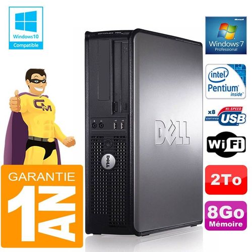 PC DELL 780 DT Intel E5300 Ram 8Go Disque 2 To Graveur DVD Wifi W7
