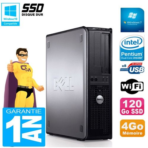PC DELL Optiplex 780 DT Intel E5300 RAM 4Go 120 Go SSD Graveur DVD Wifi W7