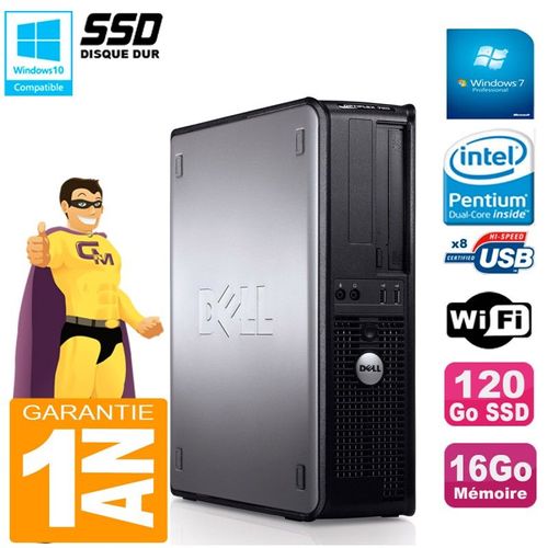 PC DELL Optiplex 780 DT Intel E5300 RAM 16Go 120 Go SSD Graveur DVD Wifi W7