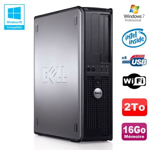 PC DELL Optiplex 780 DT Intel E7500 2.93Ghz 16Go Disque 2000Go WIFI Win 7 Pro