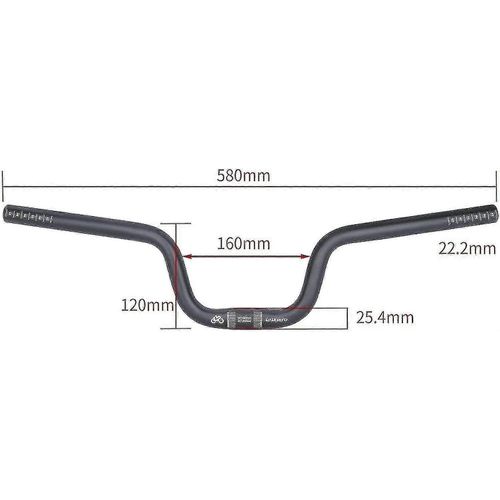 Guidon De Vélo De Montagne Léger, Barre De Montage Extra Longue En Descente Dh, Guidon Haut 25,4 Mm, Noir H120mm