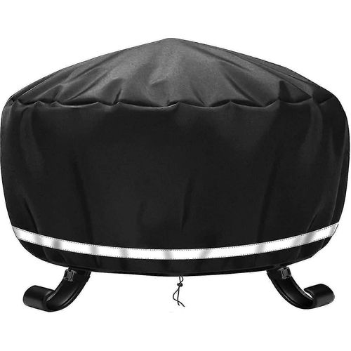 Housse de brasero de barbecue ronde imperméableCoupe-ventRésistant aux UVRistré à la déchirureHousse de brasero pour barbecue en tissu Oxford600d (77x31cm)-noir