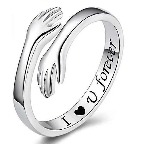 925 Argent Sterling Câlin Anneaux Pour Couples Main Câlin Anneaux Étreindre Mains Ouvrir Promesse Bague Pour Femmes Hommes Réglable Zy
