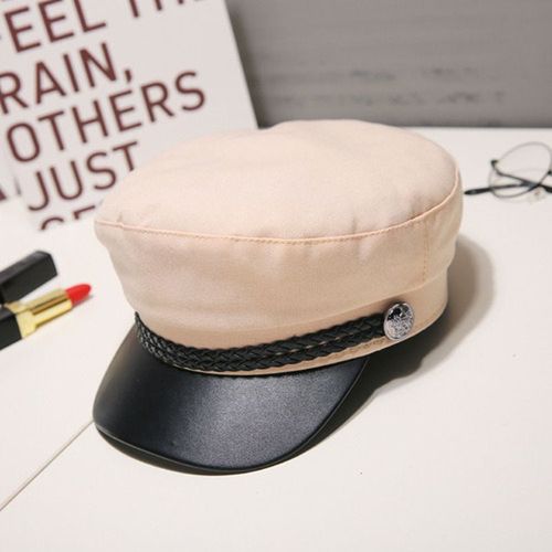 Chimnavy-Chapeau De Soleil En Cuir Pour Femme,Casquettes Militaires Décontractées,Béret En Coton,Chapeaux Plats,Casquette De Capitaine,Casquette De Camionneur,Chapeau De Sport Vintage