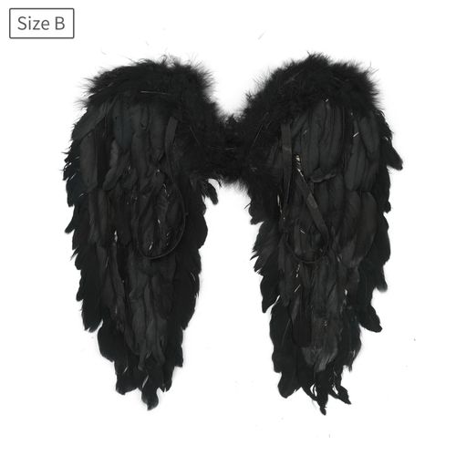 Ailes D'ange En Plumes Blanches Et Noires,Cadeau D'anniversaire Pour Enfants Et Adultes,Ailes De Cosplay,Spectacle Sur Scène,Costume De Fête D'halloween Et De Noël