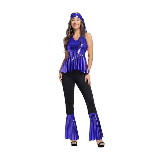 Tenue Disco Pour Femmes,Costume Hippie Des Années 70,Tenues Rétro,Robe De Bal Scintillante,Bas De Cloche,Costumes De Cosplay D'halloween Pour Adultes