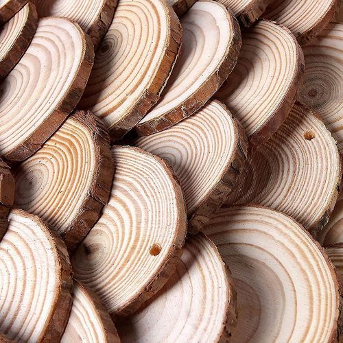 30pcs Tranches De Bois Naturel 5-6cm Cercles En Bois Bricolage Artisanat Pour Décor De Noël De Mariage