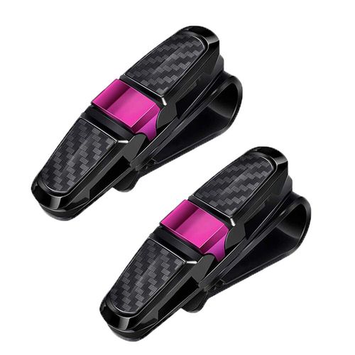 Étui à lunettes pour voiture,2 pièces,pare-soleil automatique,porte-lunettes,Clip pour carte,porte-billet,étui à stylos,boîte à Clip,accessoires universels - Type Rose Red-2pcs