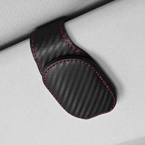 Étui à lunettes universel pour pare-soleil de voiture,boîte de lunettes de soleil,Clip porte-billet de carte,fixation de support,accessoires de voiture pour véhicules - Type B Carbon Fiber BkRd