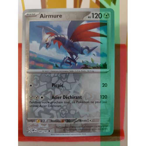 Carte Pokémon Airmure 142/197 Reverse Flammes Obsidiennes