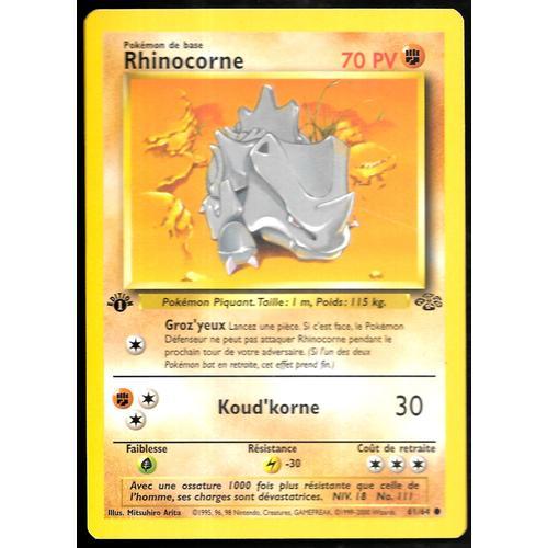 Carte Pokémon Rhinocorne 61/64 [Premiere Edition 1] - Jungle Wizards (Vf)