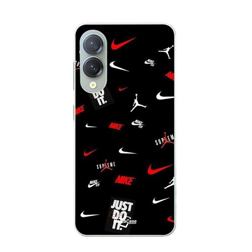Coque Pour Samsung Galaxy S25 Edge Nike Jordan Blanc Rouge Fond Noir