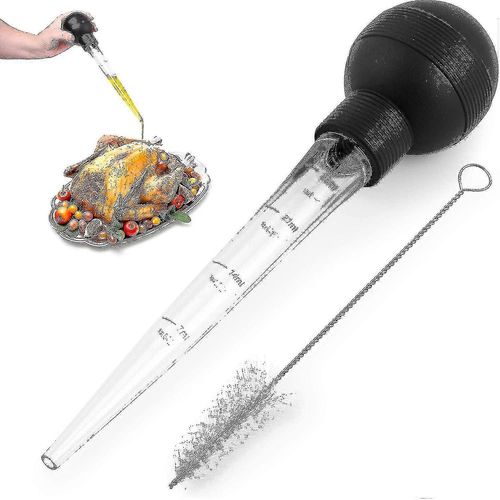 (grand) Boire à dinde avec brosse de nettoyage - Seringue de qualité alimentaire Baster pour la cuisson Idéal pour les jus de cuisson Jus de cuisson pour les jus de cuisson de beurre et