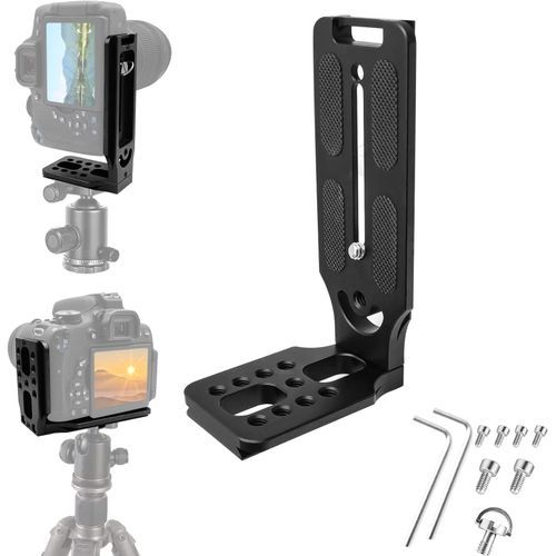 Plaque de dégagement Rapide Coulissante, Plaque de Fixation Rapide en L pour rotule d'appareil Photo avec Vis 1/4 Pouce Compatible avec Canon Nikon Sony DJI Osmo Ronin Zhiyun