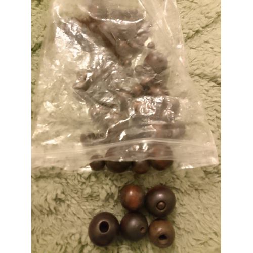 Perles En Bois Vintage Années 70.