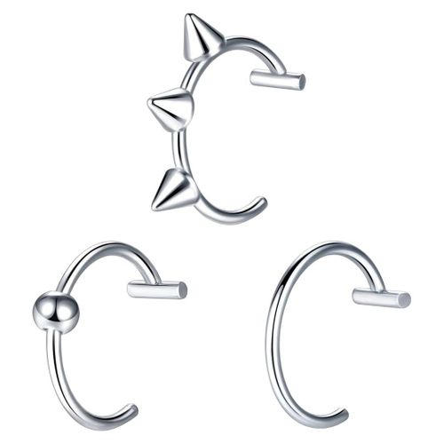 3 Pcs Piercing Nez Anneaux Ensemble Piercing Levre Faux Septum Piercing Anneau Nez Piercing Smiley Bouche Septum Unisexe Anneau À Lèvres, Boucle D'oreille/Anneau De Nez Faux Piercings De Nez