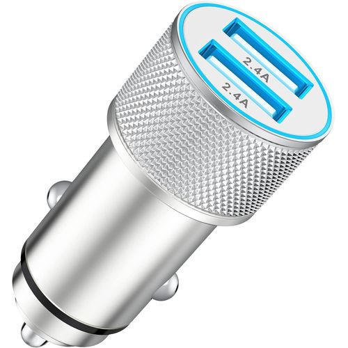 Chargeur Voiture, Prise Allume Cigare Usb 2 Ports 5v/2,4a, Adaptateur Secteur 12v/24v, Compatible Avec Téléphones Portables, Navigateurs, Enregistreurs Et Autres Equipements Embarqués