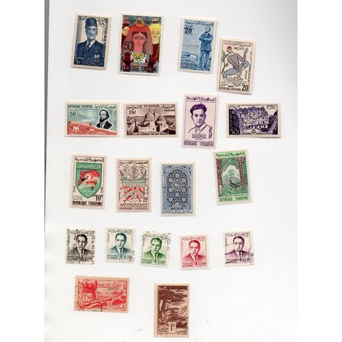 Tunisie- Lot De 12 Timbres Neufs Et Maroc- Lot De 7 Timbres Oblitérés