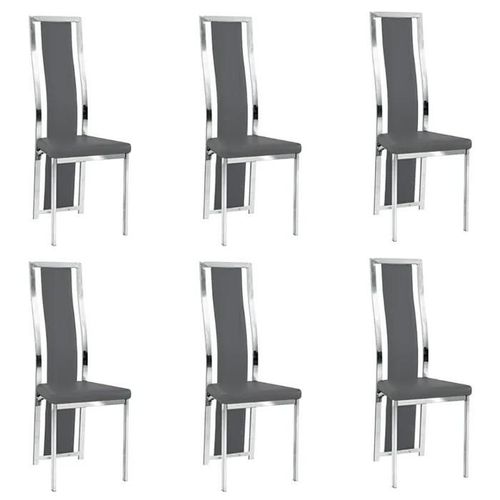 Lot De 6 Chaises Dana Simili Gris Contour Chromé
