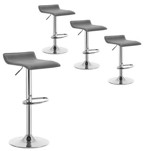 Lot De 4 Tabourets De Bar En Similicuir-Tabourets De Bar Pivotant-Hauteur Réglable-Gris
