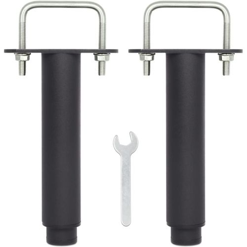 Pied De Lit Universel, Pieds Pour Sommier À Lattes Sans Perçage | Hauteur: 8cm(+5cm) Reglable, U Largeur Interne 68mm | Design: Metallique Noir | Ronde Ø 3.8cm | Pour Le Cadre Central | Lot De 2
